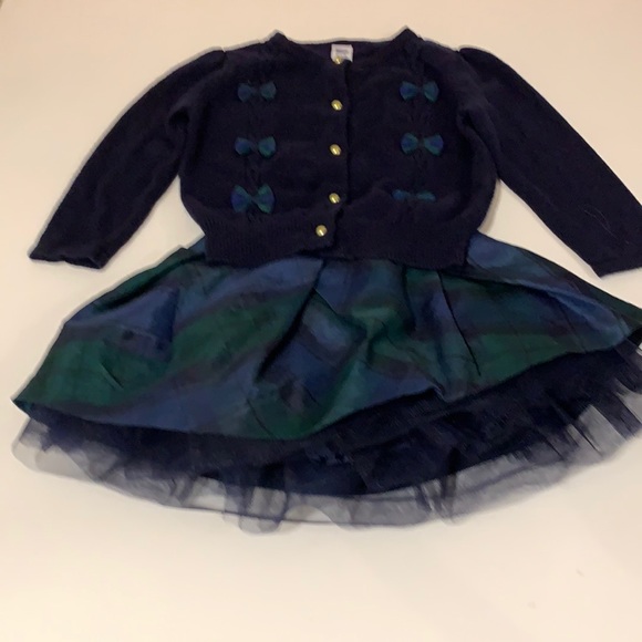 Janie and Jack Other - Janie and Jack baby girls green & navy skirt set